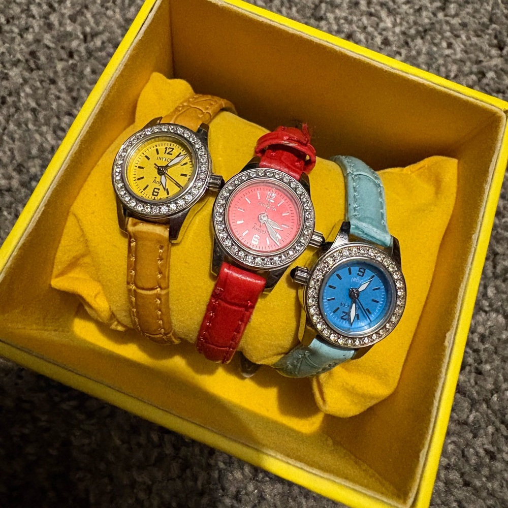 Invicta Yellow, Red, and Blue Watch Trio